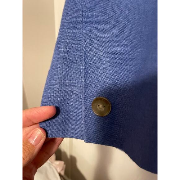 L.L Bean light blue linen blazer collared 3 buttons lined pockets Size 10p - Picture 4 of 6